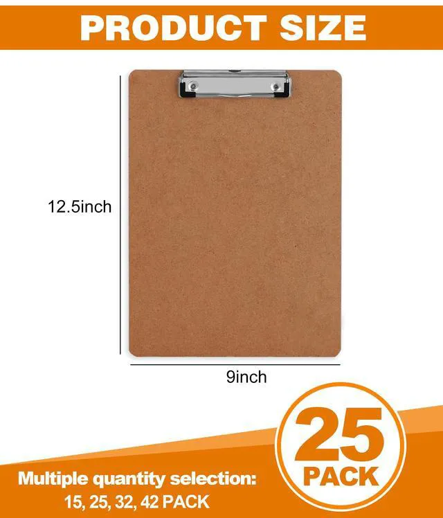 Alt view image 2 of 7 - Clipboards, 25 Pack Hardboard Office Clipboards Low Profile Clip Standard A4 Letter Size, ECO Friendly