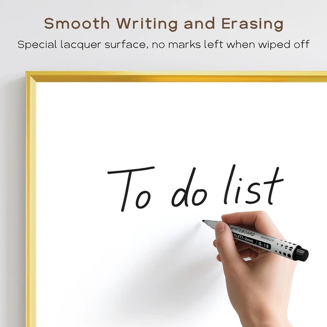 Alt view image 3 of 7 - Large Magnetic Whiteboard, 30" x 20" Dry Erase White Board for Wall Gold Aluminum Frame, Easy to Write and Erase, Wall Mounted, Presentation Board, for Home, Office, School, Kitchen