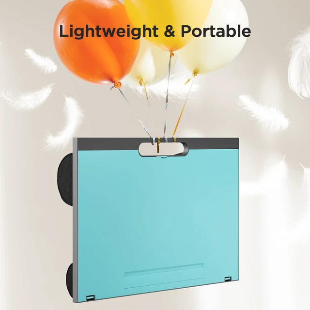 Alt view image 5 of 7 - Lap Desk with 8 Adjustable Angles Up to 15.6" Laptop, Turquoise Dual-cushion base, carry handle, 30% thicker for durability, wider anti-slip ledge, for home office, sofa, bed, car