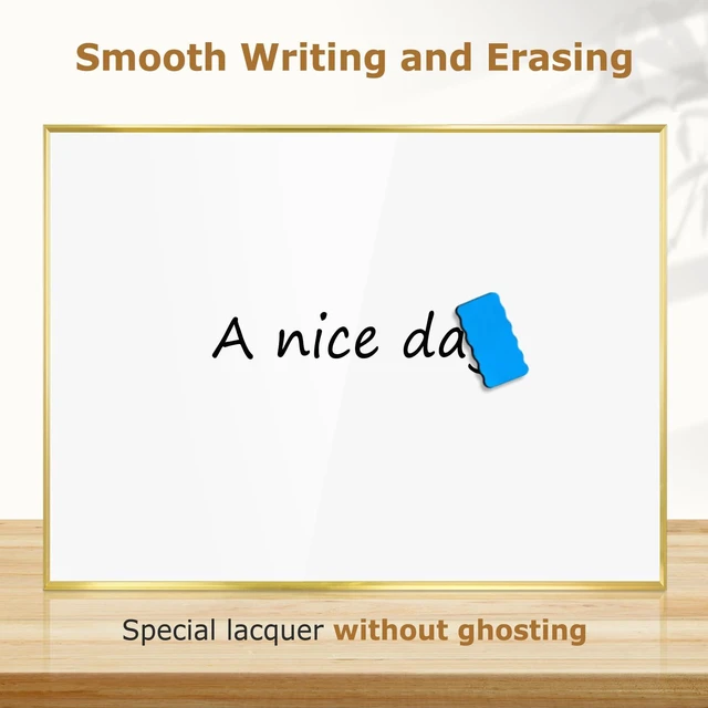 Alt view image 2 of 7 - Magnetic Whiteboard, 24" x 18" Dry Erase White Board for Wall Gold Aluminum Frame, Easy to Write and Erase, Wall Mounted, Presentation Board, for Home, Office, School, Kitchen