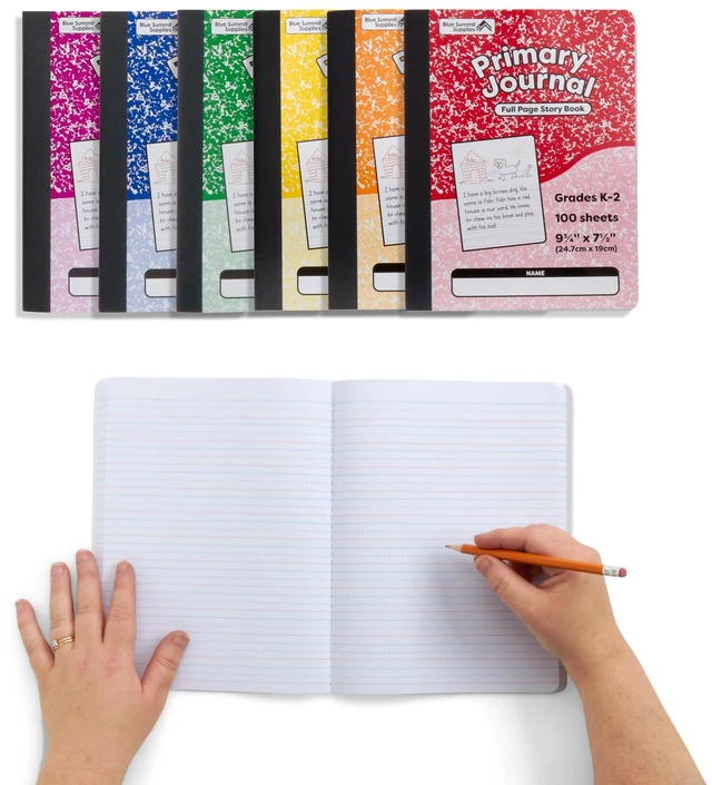Alt view image 6 of 7 - 24 Primary Journal Composition Notebook K-2, Full Page 100 Sheets Each, Full Page with Drawing and Lines, Assorted Colors, Grades K-2, Kindergarten Writing Paper