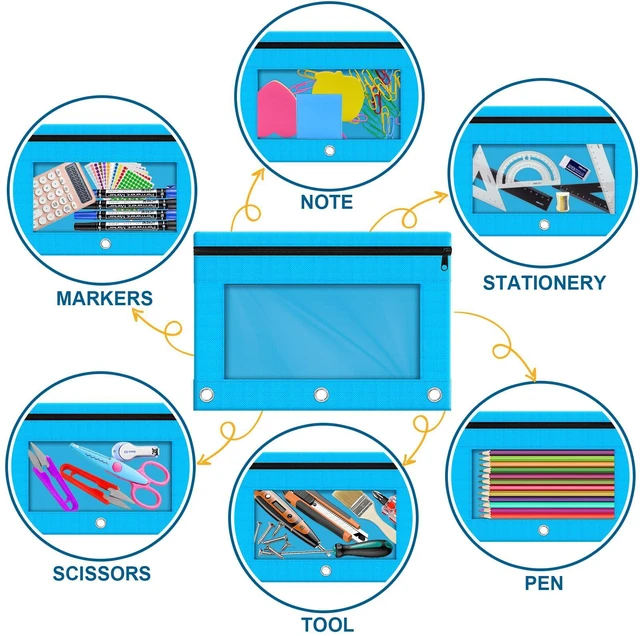 Alt view image 7 of 7 - 48 Pcs Pencil Pouch for 3 Ring Binder, Bulk Pencil Case Pouch with Clear Window, Pencil Bags with Smooth Zipper, Pencil Pouch for School Office Classroom Supplies(6 Color)