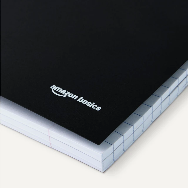 Alt view image 3 of 5 - Wide Ruled 3-Subject Spiral Notebook, 150 Sheets, 8.5 x 10.5 Inches, Black, 2-Pack