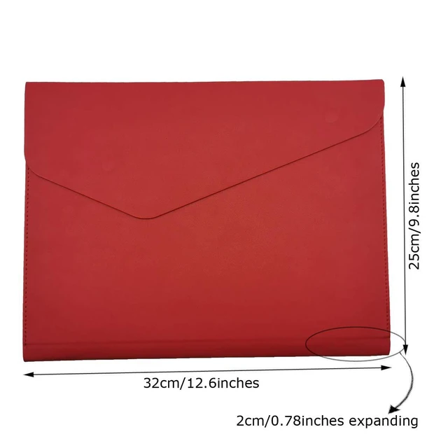 Alt view image 2 of 7 - PU Leather A4 File Folder Document Holder Waterproof Portfolio Envelope Folder Case with Invisible Magnetic Closure Red (Pack of 4)