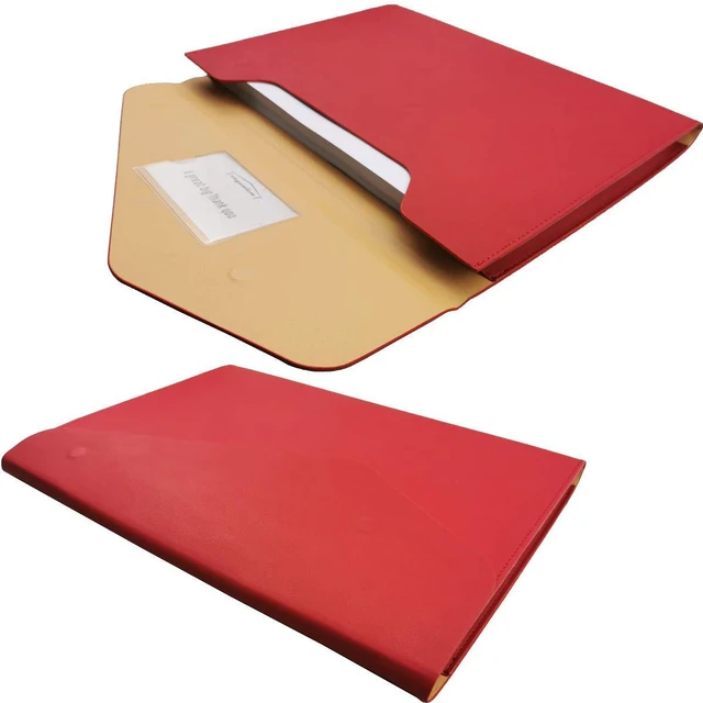 Alt view image 3 of 7 - PU Leather A4 File Folder Document Holder Waterproof Portfolio Envelope Folder Case with Invisible Magnetic Closure Red (Pack of 4)