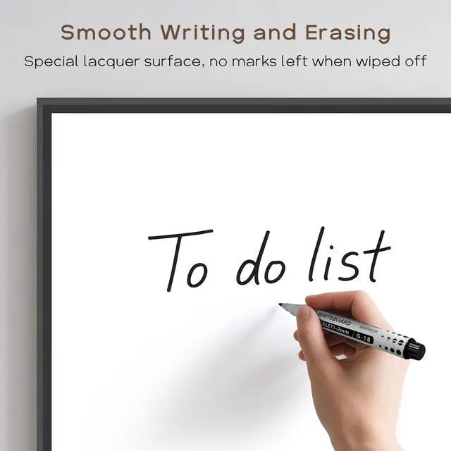 Alt view image 3 of 7 - Large Magnetic Whiteboard, 30" x 20" Dry Erase White Board for Wall Black Aluminum Frame, Easy to Write and Erase, Wall Mounted, Presentation Board, for Home, Office, School, Kitchen