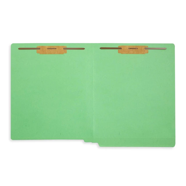 Alt view image 5 of 7 - 50 Green End Tab Fastener File Folders, Letter Size Durable 11pt Green Paper, Straight Cut End Tabs, 2 Prong Fasteners, Medical Files, Receipts, Office Reports