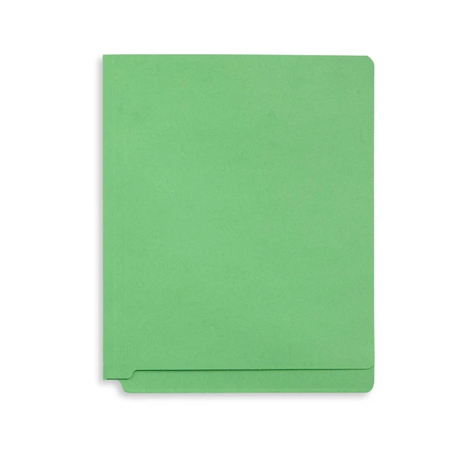 Alt view image 6 of 7 - 50 Green End Tab Fastener File Folders, Letter Size Durable 11pt Green Paper, Straight Cut End Tabs, 2 Prong Fasteners, Medical Files, Receipts, Office Reports