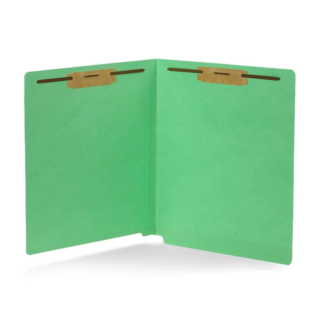 Alt view image 7 of 7 - 50 Green End Tab Fastener File Folders, Letter Size Durable 11pt Green Paper, Straight Cut End Tabs, 2 Prong Fasteners, Medical Files, Receipts, Office Reports