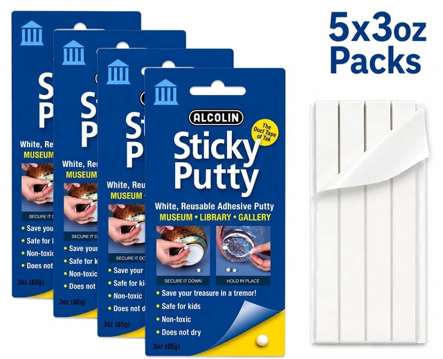 Alt view image 2 of 6 - 15oz Sticky Putty- Reusable Museum & Gallery Quality Adhesive Putty - Won't Dry Out, Repsitionabe (5x3oz Pack)