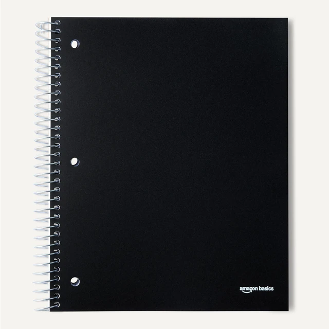 Alt view image 5 of 5 - Wide Ruled 3-Subject Spiral Notebook, 150 Sheets, 8.5 x 10.5 Inches, Black, 2-Pack