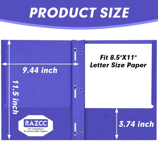 Alt view image 2 of 7 - Two Pocket Folders, 50 Pack Two Pocket with Prongs, 3 Prong Pocket Folders Letter Size, Paper Folders with Prongs for School Office Home Business, Assorted 5 Colors