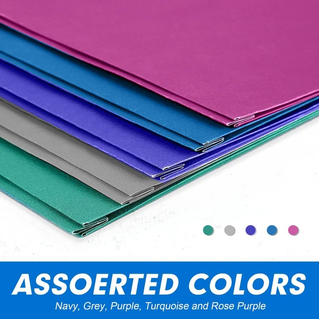 Alt view image 4 of 7 - Two Pocket Folders, 50 Pack Two Pocket with Prongs, 3 Prong Pocket Folders Letter Size, Paper Folders with Prongs for School Office Home Business, Assorted 5 Colors