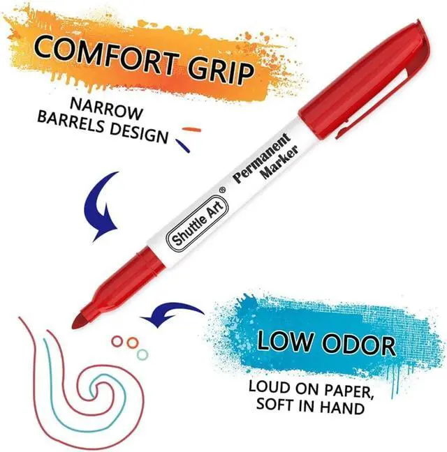 Alt view image 5 of 7 - Permanent Markers, 48 Colors Fine Point, Assorted Colors with Travel Case, Ideal for Adults Coloring Doodling on Plastic, Glass, Wood and Stone, Gift for Kids