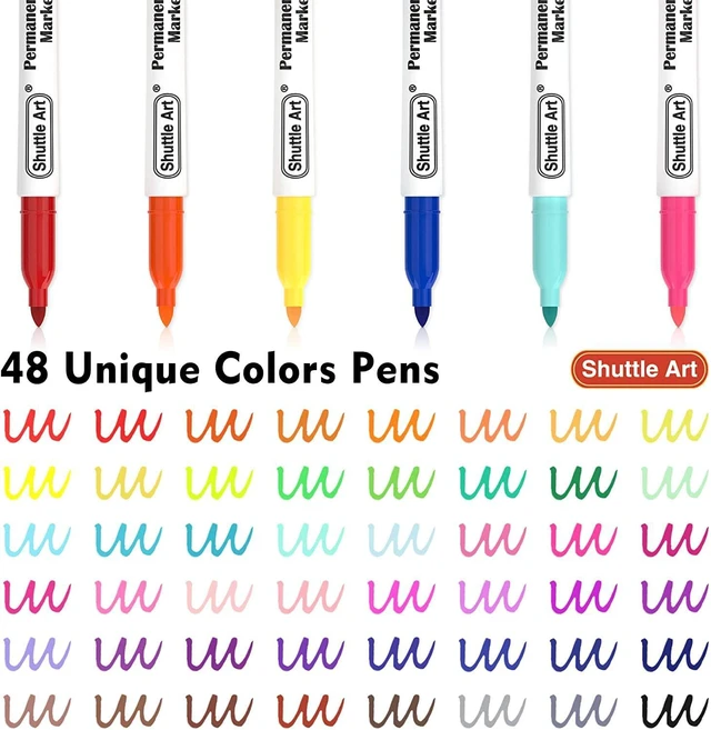 Alt view image 4 of 7 - Permanent Markers, 48 Colors Fine Point, Assorted Colors with Travel Case, Ideal for Adults Coloring Doodling on Plastic, Glass, Wood and Stone, Gift for Kids