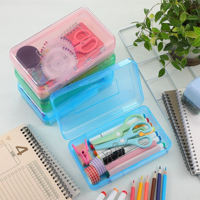 Alt view image 4 of 7 - 24 Pack Clear Plastic Pencil Box, Light Pink, Light Blue,Mint Green Stackable Organizer for School Supplies, Large Case for Crayons Markers, Snap-lid Keeps Stationery Secure, Bulk Set
