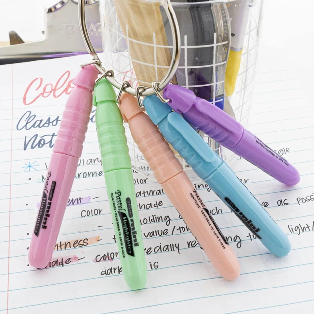 Alt view image 6 of 7 - Mini Pastel Highlighters, Chisel Tip, 5 Count, 24-Box Quick-dry, Assorted pastel mini highlighters, Compact, Cap clip, Non-toxic ink, Odorless, Bulk pack