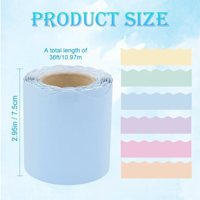 Alt view image 2 of 7 - Pastel Bulletin Board Borders Set - 216 ft Rainbow Classroom Borders Scalloped Trim Pastel Bulletin Board Decorations for Teacher Classroom Back to School Classroom Chalkboard Door Wall Decor, 6 Rolls