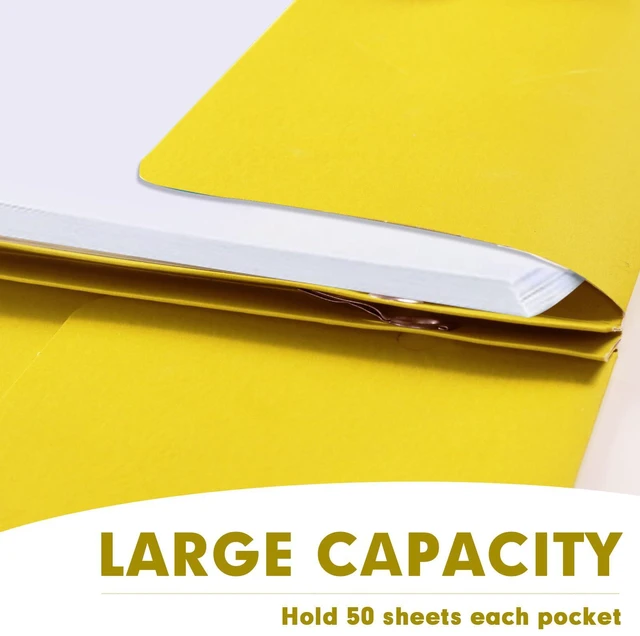 Alt view image 5 of 7 - Two Pocket Folders, 50 Pack Two Pocket Folders with Prongs, 3 Prong Folders Fit Letter Size Paper, Pocket File Folders for School Office Home Business, Yellow
