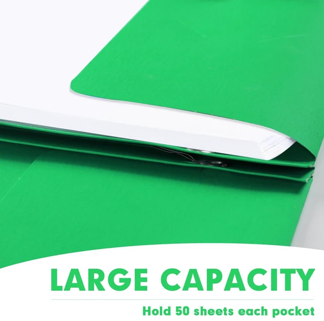 Alt view image 5 of 7 - Two Pocket Folders, 50 Pack Two Pocket Folders with Prongs, 3 Prong Folders Fit Letter Size Paper, Pocket File Folders for School Office Home Business, Green