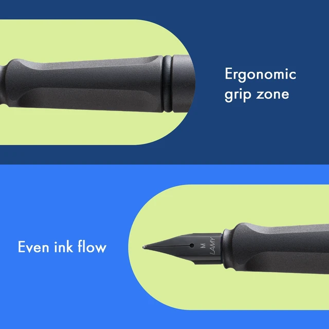 Alt view image 3 of 6 - safari umbra - Fountain Pen with ergonomic grip & polished steel nib in size F - ideal for any Writing & Calligraphy - including T 10 blue cartridge - Right-Handed