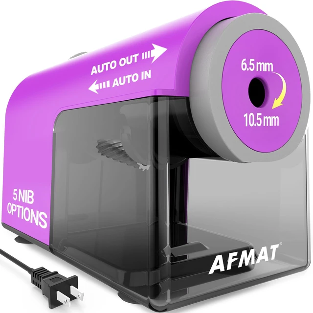 Main image of Electric Pencil Sharpener, Fully Automatic Pencil Sharpener for 6.5-10.5mm No.2/Jumbo/Colored Pencils, Auto in & Out, 5 Sharpness Modes, 10000+ Sharpenings for Classroom Home Office,PSC5(Purple)