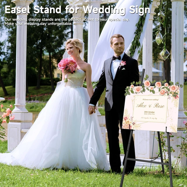 Alt view image 3 of 6 - Black Easel Stand for Sign 2Pack, 4-Tier Metal Easel with Adjustable Chain Heavy Duty Art Easel for Painting, Wedding Sign, Party, Posters & Commercial Display