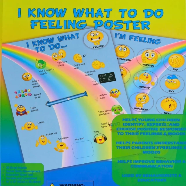 Alt view image 7 of 7 - I Know What to Do Feelings Poster Elementary Autism and ADHD Helps Kids Identify Moods and Make Positive Choices Emotional Coping Skills Chart
