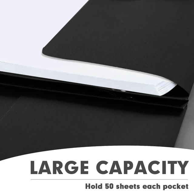 Alt view image 5 of 7 - 50 Pack Two Pocket Folders With Prongs, 3 Prong Folders Fit Letter Size Paper, File Folders for School Office Home Business, Black