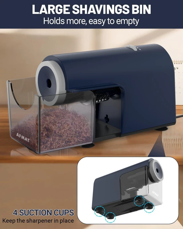 Alt view image 7 of 7 - Electric Pencil Sharpener, Fully Automatic Pencil Sharpener for 6.5-10.5mm No.2/Jumbo/Colored Pencils, Auto in & Out, 5 Sharpness Modes, 10000+ Sharpenings for Classroom Home Office, PSC5(Blue)