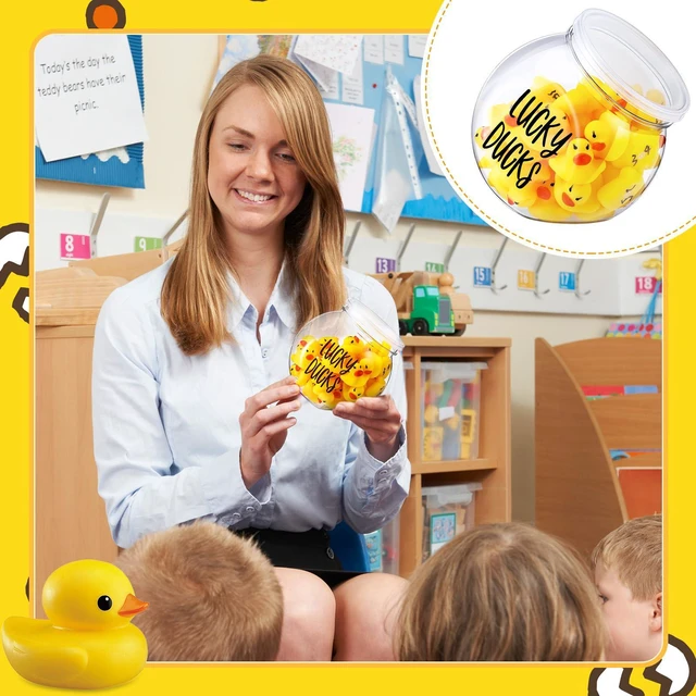 Alt view image 5 of 6 - 36 Pcs Lucky Ducks Mini Classroom Jar Set,Style 1,Yellow Classroom Management Reward Tool for Teachers, Rubber Duck Bulk Set with Storage Jar, Mini Party Favors Game Prizes