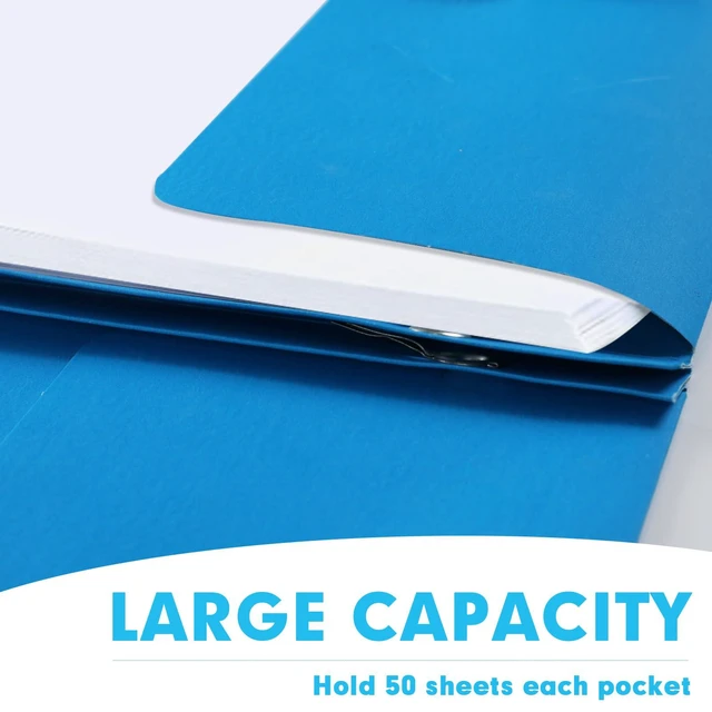 Alt view image 5 of 7 - Two Pocket Folders, 50 Pack Two Pocket Folders with Prongs, 3 Prong Folders Fit Letter Size Paper, Pocket File Folders for School Office Home Business, Blue