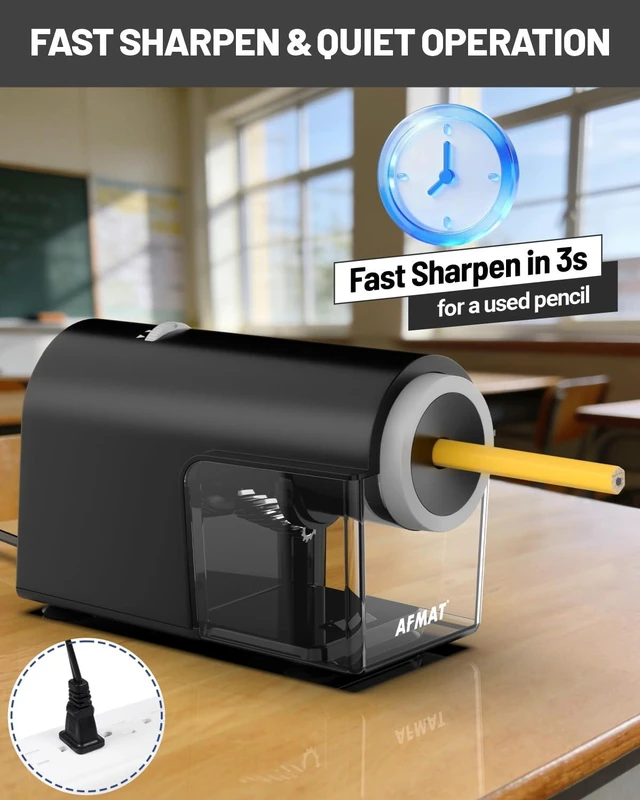 Alt view image 5 of 7 - Electric Pencil Sharpener, Fully Automatic Pencil Sharpener for 6.5-10.5mm No.2/Jumbo/Colored Pencils, Auto in & Out, 5 Sharpness Modes, 10000+ Sharpenings for Classroom Home Office, PSC5(120V)