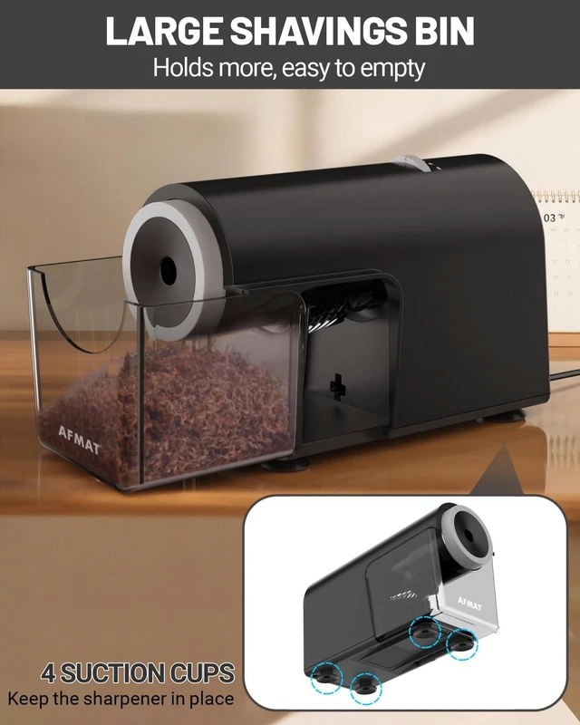 Alt view image 7 of 7 - Electric Pencil Sharpener, Fully Automatic Pencil Sharpener for 6.5-10.5mm No.2/Jumbo/Colored Pencils, Auto in & Out, 5 Sharpness Modes, 10000+ Sharpenings for Classroom Home Office, PSC5(120V)