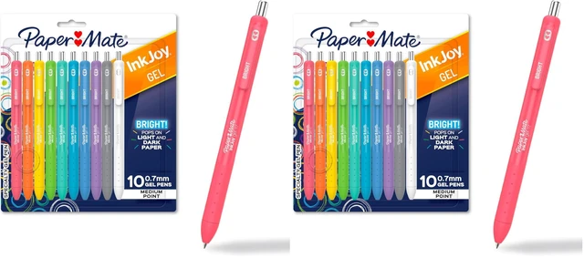 Main image of InkJoy Bright Pens, Gel Pens, Medium Point (0.7mm), Retractable, Assorted Brighter Colors,10 Count (Pack of 2)