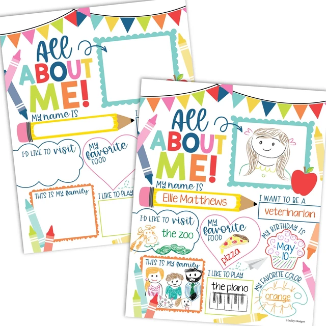Main image of 20 All About Me Posters Elementary Classroom Decor, Star Student Poster 100 Days of School Items, Student of the Week Poster Elementary Classroom Must Haves, End of School Year Teacher Supplies