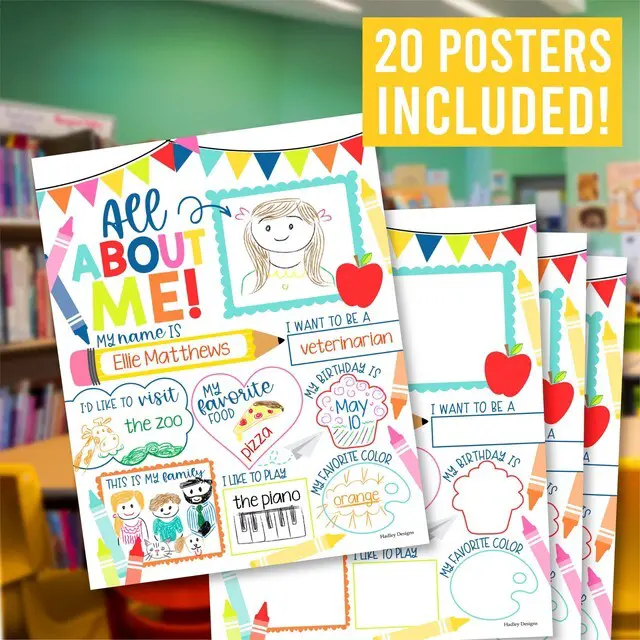 Alt view image 3 of 7 - 20 All About Me Posters Elementary Classroom Decor, Star Student Poster 100 Days of School Items, Student of the Week Poster Elementary Classroom Must Haves, End of School Year Teacher Supplies