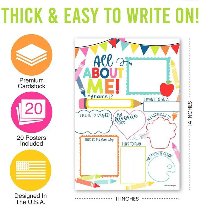 Alt view image 4 of 7 - 20 All About Me Posters Elementary Classroom Decor, Star Student Poster 100 Days of School Items, Student of the Week Poster Elementary Classroom Must Haves, End of School Year Teacher Supplies
