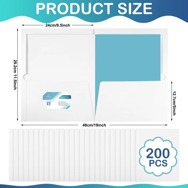 Alt view image 2 of 5 - 200 Pack Glossy 2 Pocket Folders Bulk, Letter Size,White Back to School Ready: Laminated Paper Holds up to 50 Sheets Each for Classroom Handouts, Presentations and Office Documents