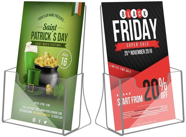 Alt view image 6 of 7 - Acrylic Bi-Fold Brochure Holder 8.5 x 5.5, Flyer Holder Stand,2 Pack Clear Brochure Display Stand Organizers, Plastic Flyer Stand, Countertop Organizer for Pocket Brochures, Event Invitations
