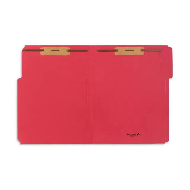 Alt view image 2 of 7 - 50 Red Fastener File Folders, Letter, 2 Prong Durable 11pt Red Paper, Letter Size, 1/3 Cut Reinforced Tabs, Bonded 2 Prong Fasteners, Medical, Law and Office Files