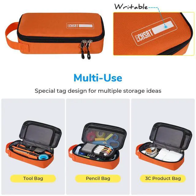 Alt view image 3 of 6 - Large Pencil Case, Aesthetic Pen Pouch with Big Capacity, Minimalist Portable Stationery Bag with Handle for Office Organizer Aesthetic Pencil Cases