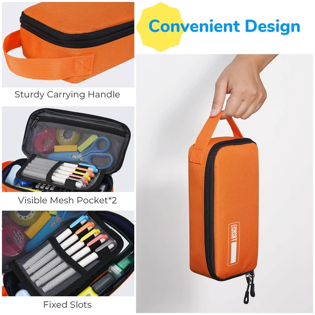 Alt view image 5 of 6 - Large Pencil Case, Aesthetic Pen Pouch with Big Capacity, Minimalist Portable Stationery Bag with Handle for Office Organizer Aesthetic Pencil Cases