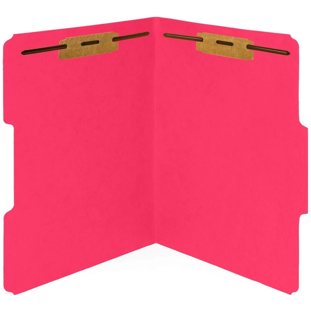 Alt view image 4 of 7 - 50 Red Fastener File Folders, Letter, 2 Prong Durable 11pt Red Paper, Letter Size, 1/3 Cut Reinforced Tabs, Bonded 2 Prong Fasteners, Medical, Law and Office Files