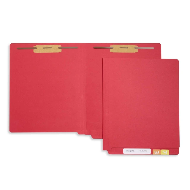 Alt view image 3 of 7 - 50 Red End Tab Fastener File Folders, Letter Size Durable 11pt Red Paper, Straight Cut End Tabs, 2 Prong Fasteners, Medical Files, Receipts, Office Reports
