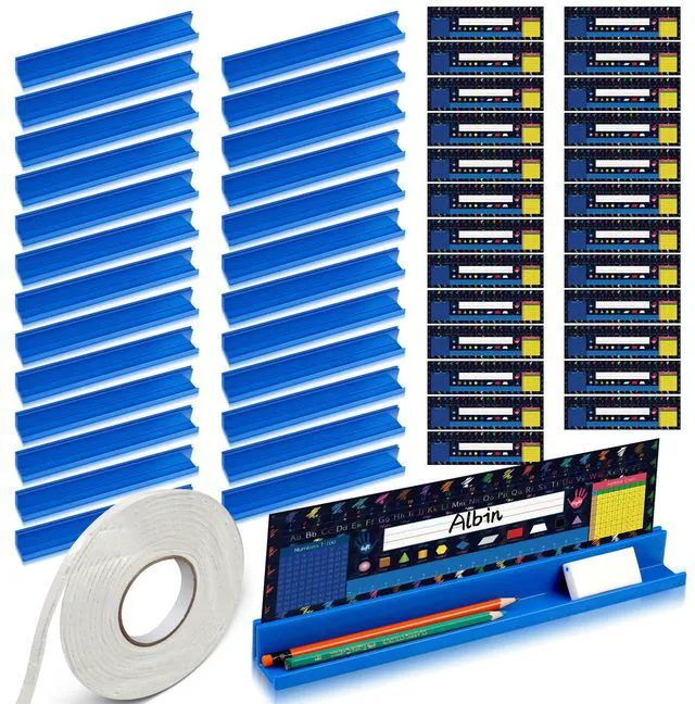 Main image of 25 Pcs Classroom Desk Name Plates Holder Set Index Cards Storage Classroom Name Tags Kids Desk Accessories Desktop Helper Prop and Park Station Tray Organizer Water