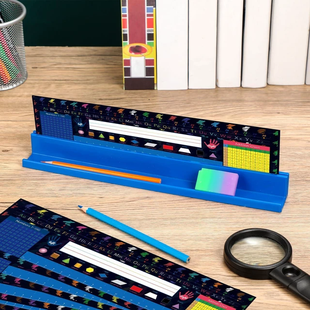 Alt view image 2 of 6 - 25 Pcs Classroom Desk Name Plates Holder Set Index Cards Storage Classroom Name Tags Kids Desk Accessories Desktop Helper Prop and Park Station Tray Organizer Water
