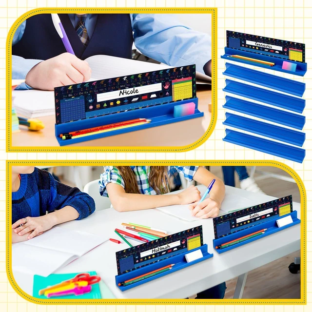 Alt view image 4 of 6 - 25 Pcs Classroom Desk Name Plates Holder Set Index Cards Storage Classroom Name Tags Kids Desk Accessories Desktop Helper Prop and Park Station Tray Organizer Water