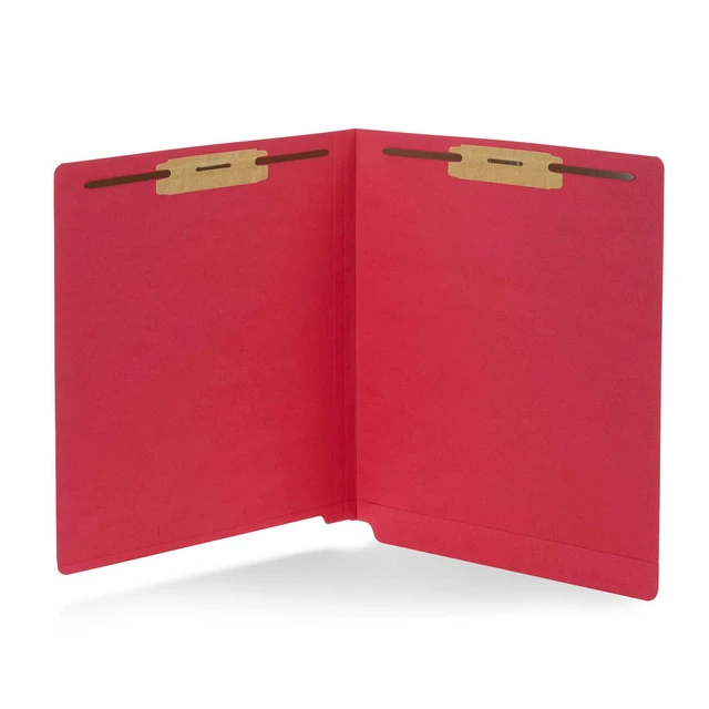Alt view image 7 of 7 - 50 Red End Tab Fastener File Folders, Letter Size Durable 11pt Red Paper, Straight Cut End Tabs, 2 Prong Fasteners, Medical Files, Receipts, Office Reports