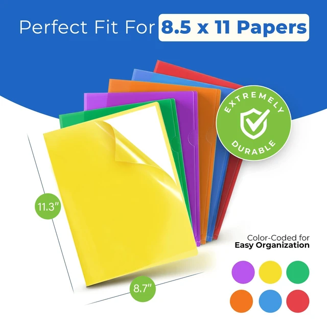 Alt view image 2 of 7 - Clear Plastic Document Folders 8.5x11, 36 Pack, Assorted Colors Letter Size Poly File Jackets, Tear-Resistant Design, Durable Document Storage for School, Office & Home